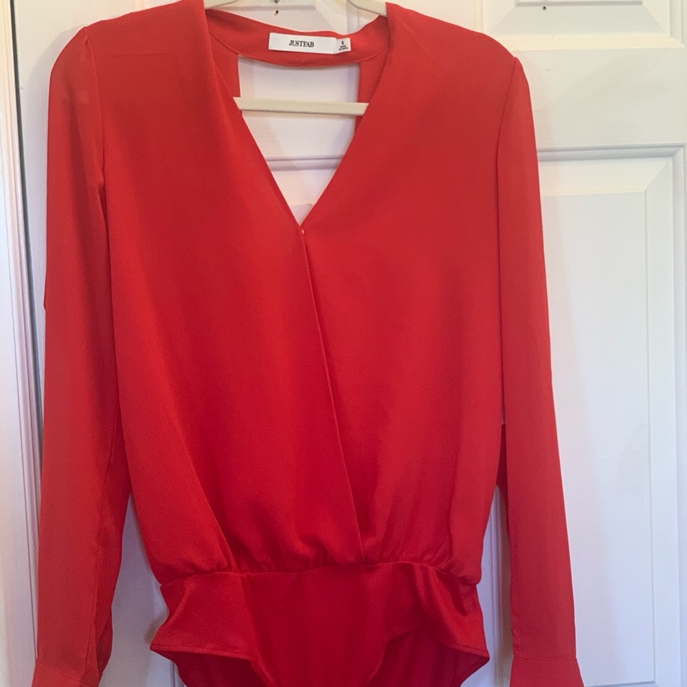Long sleeve sheer red body suit